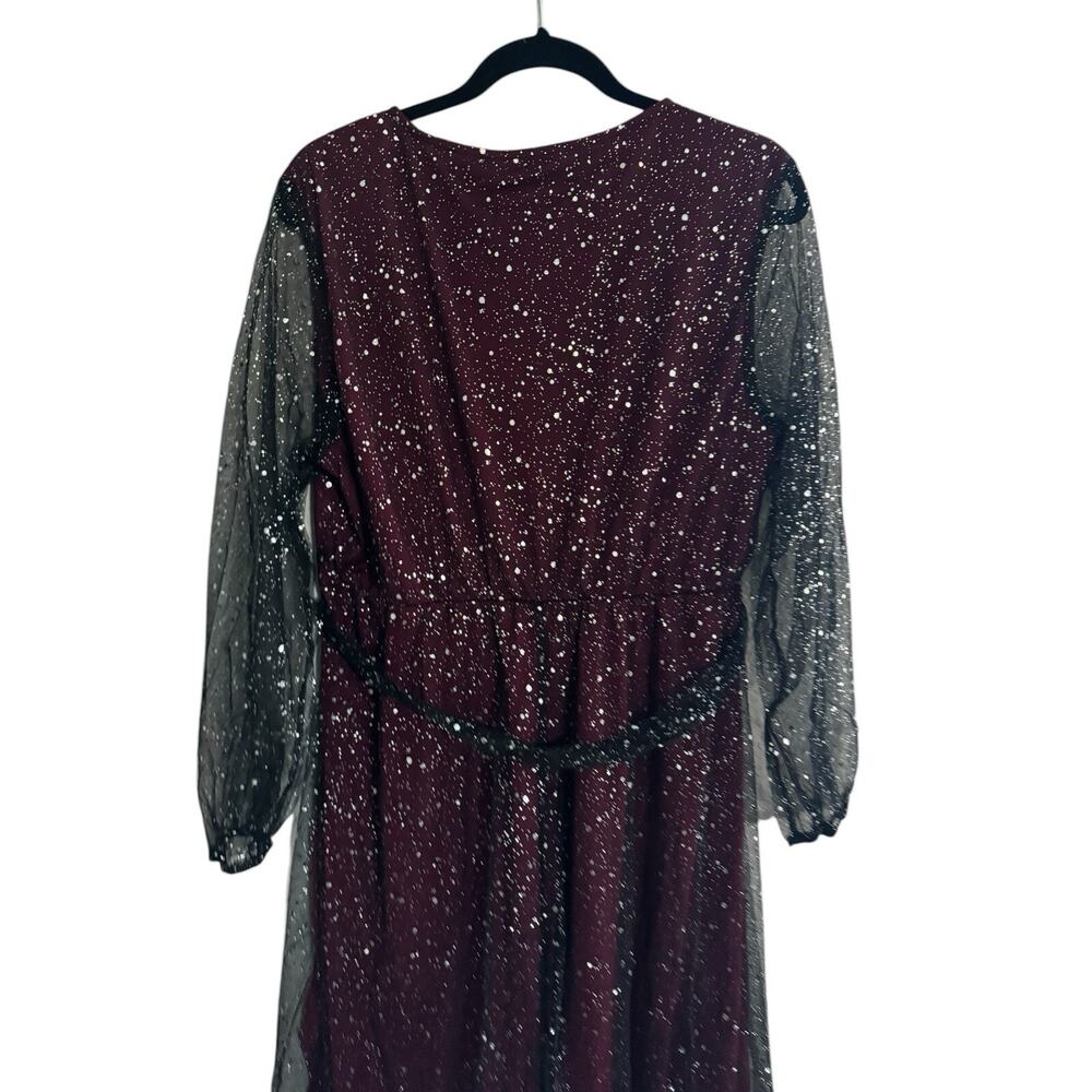 NWT Bloomchic Dress 14-16 Black Sheer Silver Burgundy Wine Fairy Witchy #3622 - Picture 10 of 10